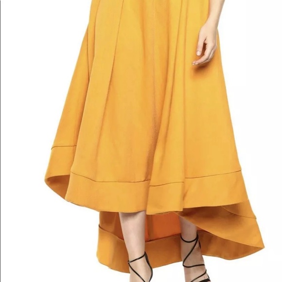 C/Meo Collective Mustard Yellow Confirmative Halter Dress Belted Hi Low Midi S - Picture 11 of 11